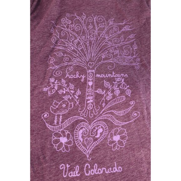 Vail Colorado Hoodie Long Sleeve Purple Graphic Top V-Neck Women's Size Medium - Picture 6 of 13